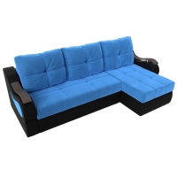 Угловой диван Меркурий (велюр голубой чёрный)  - Изображение 3